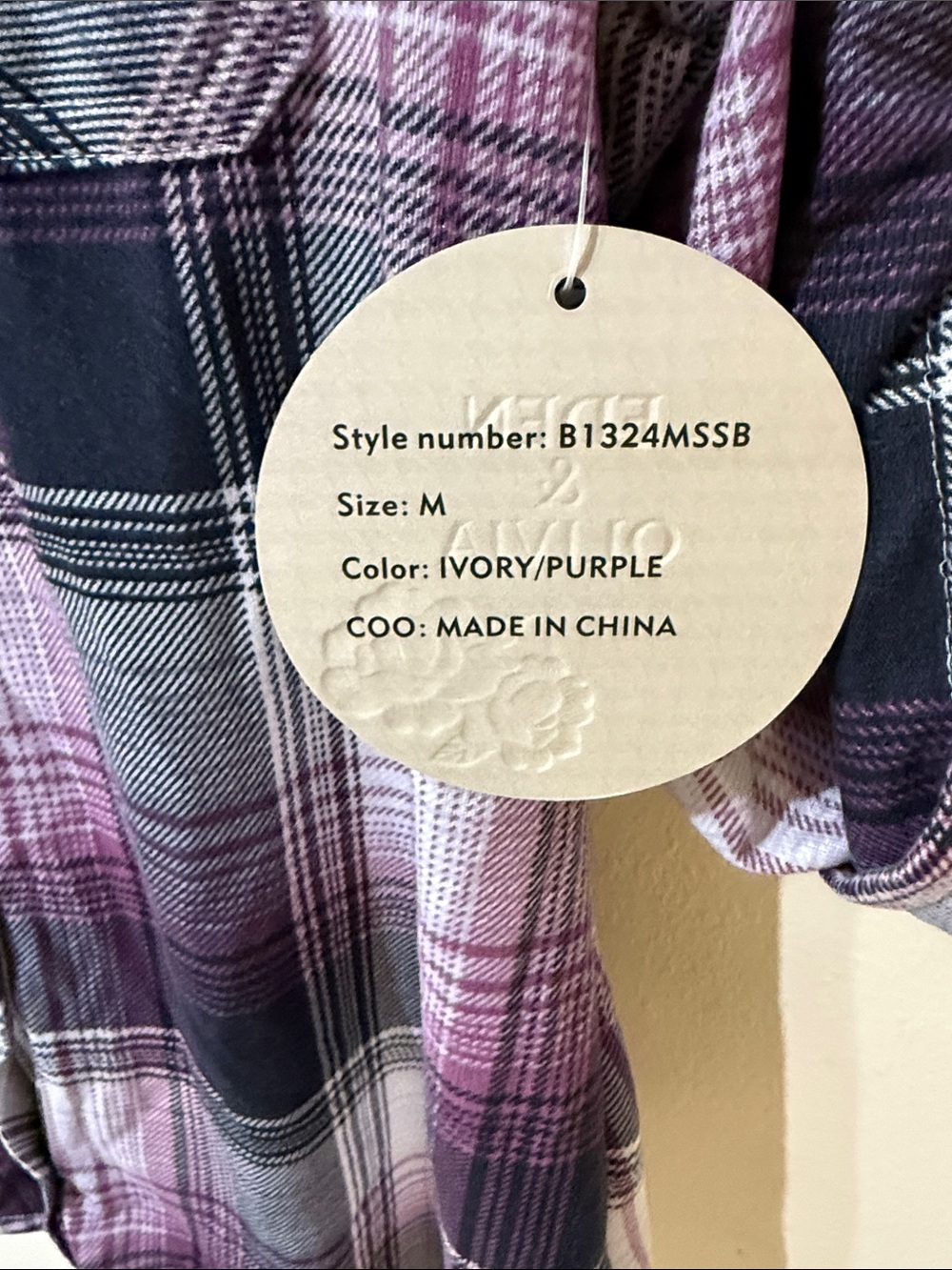 Eden & Olivia Pink, Charcoal & White Plaid Roll-Tab Flannel Shirt - Picture 4 of 8
